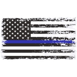 Stickios Thin Blue Line Sticker - Back The Blue Distressed American Flag Police Decal for Cars, Trucks & Vehicle Windows - Made in USA (5.9x3.2 inches)