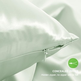 THXSILK 100% Natural Mulberry Silk Pillowcase for Hair and Skin Luxury 22 Momme 1 Pack Mulberry Silk Pillow Cases with Hidden Zipper Closure, King, Mint Green