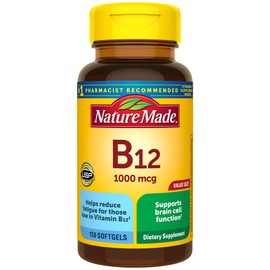 Nature Made Nature Made Vitamin B12 1000 mcg, Dietary Supplement for Energy Metabolism Support, 150 Softgels, 150 Day Supply