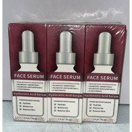 Lakibole 3 Pack Hyaluronic Acid Serum with Rosa Rugosa Flower Water for Enhanced Hydratio