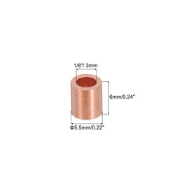 PATIKIL 1/8"/ 3mm Wire Rope Stop Sleeve, 50 Pack Copper Crimping Loop Sleeve End for Wire Rope Cable Ferrule, Gold Tone