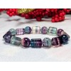 RAYON Top! 3A FLUORITE Sphere & Column bead bracelet for