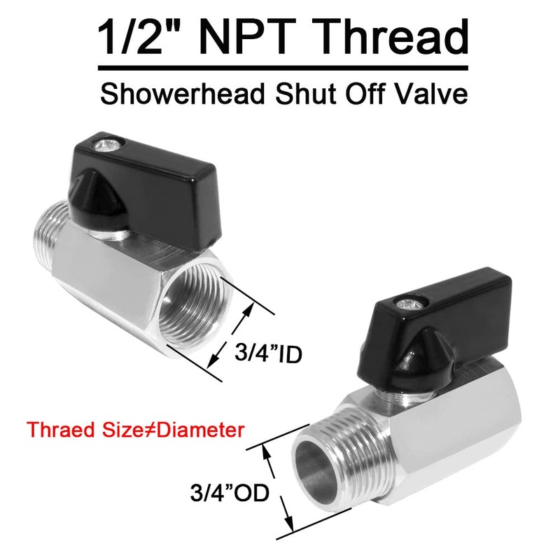 Joywayus Showerhead Shut Off Valve 1/2"NPT Female x Male Thread