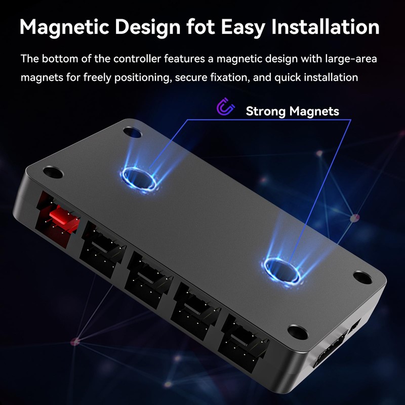 GSCOLER 10-Port ARGB & PWM Fan Hub Controller - Magnetic