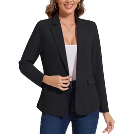 MINTLIMIT Womens Notched Lapel Button Blazer Long Sleeve Jacket Suit Work Office (Black S)