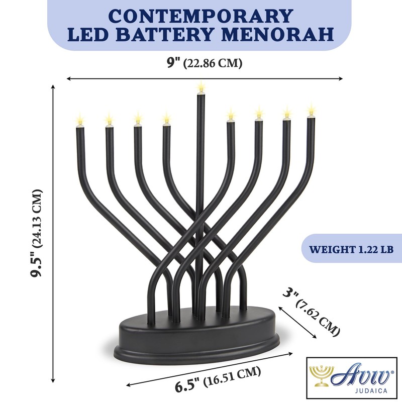 Traditional Hanukkah Electric Menorah Low Voltage Hanukkiah with LED Bulbs