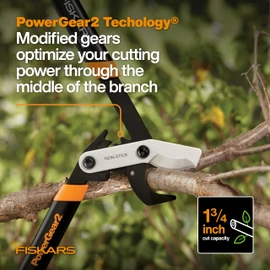 Fiskars 25-Inch Loppers for Tree Trimming, Heavy Duty, Sharp Steel Blade Tree Branch Cutter with up to 1.75" Diameter Cut Capacity, PowerGear2 Design with Compound Action for More Power, Hand Loppers