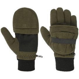 Lodenhut Manufaktur Fleece Gloves Finger Gloves Mittens with Lining, olive