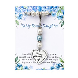 Something Blue Gift for Bride Daughter in Law Bouquet Charm Pin From Mother in Law Bridal Party Gifts Wedding Day Accessories for Bride to be (Bonus-Heart)