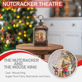 10.2 Inch Christmas Snow Globe Lights, Nutcracker Vs Mouse King Snow Globe, Vintage Musical Lantern, USB and Battery Powered Christmas Holiday Decoration Gift
