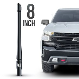 Ronin Factory SHORT ANTENNA for CHEVY SILVERADO GMC SIERRA TRUCKS 8 INCH FLEXIBLE - ANTI THEFT