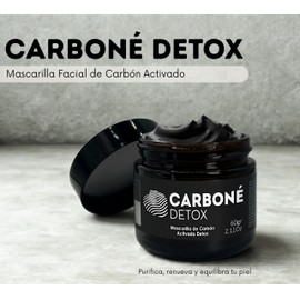 Mascarilla Facial de Carbón Activado Carboné Detox – Arcillas Puras, Cera de Arroz y Extracto de Benjuí – Limpieza Profunda, Control de Grasa y Reducción de Poros – Apto para Todo Tipo de Piel, 60g