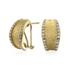 Matte Hammered Shrimp Half Hoop Earrings For Women Cubic Zirconia