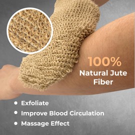 GUARD&MARINE Natural Jute Shower and Bath Gloves Washcloth for Body Cleansing and Exfoliation - Set of 2 Mitts