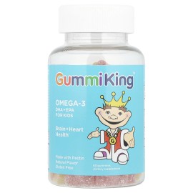 Gummi King DHA Omega-3 Goma para Niños 60 Gomitas Sin Huevo, Sin Leche, Sin