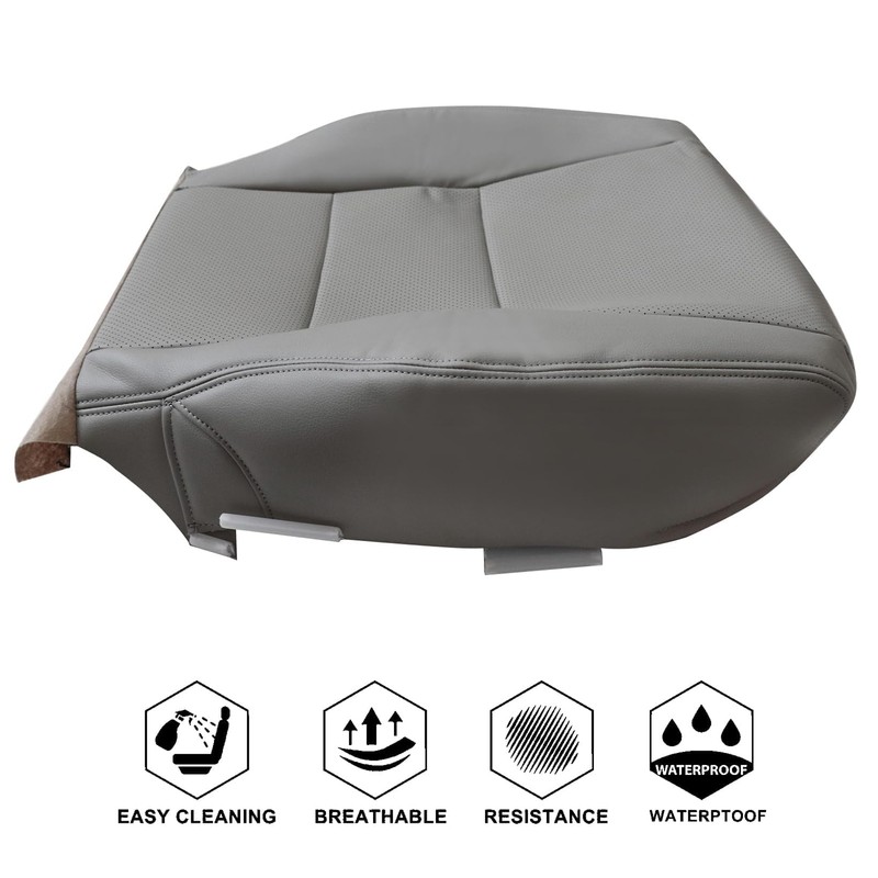 NLQR Front Driver Bottom Replacement Seat Cover Gray Microfiber Leather
