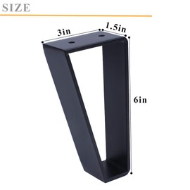 Osring 6 Inch Trapezoid Furniture Legs 4pcs, Solid Steel Furniture Hairpin Leg for Side Table, TV Stand and Cabinet, Black