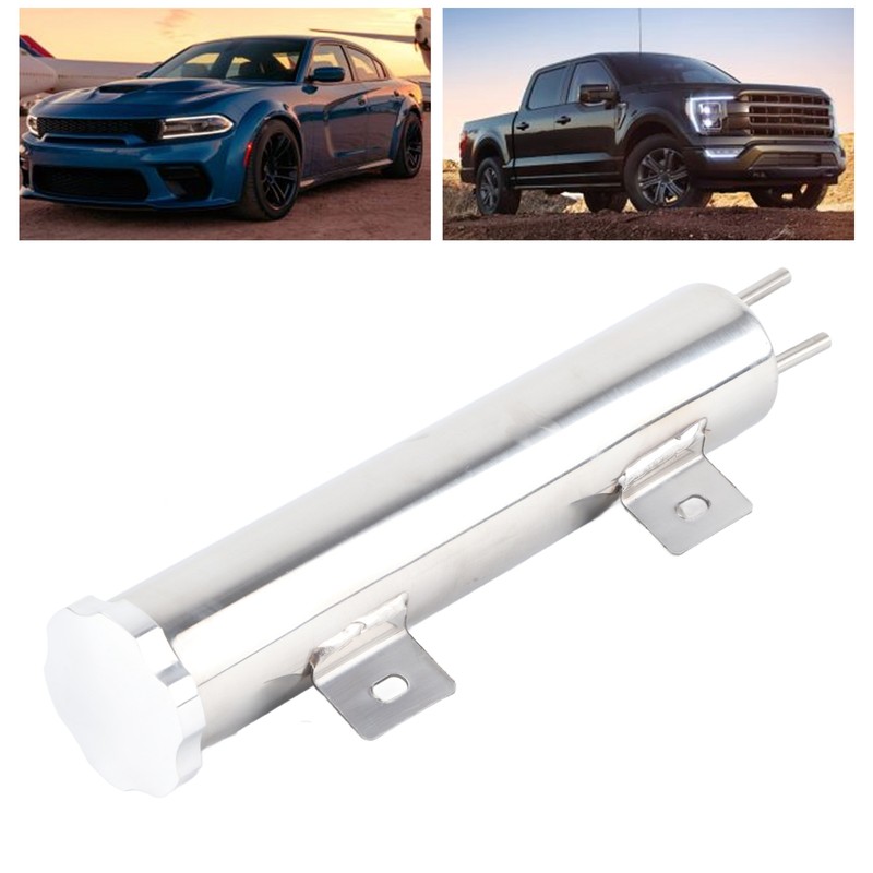 32oz Radiator Overflow Tank Bottle Polished Stainless Steel Coolant Catch