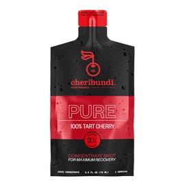 Cheribundi | 100% Tart Cherry Juice Pure Concentrate Grab & Go | 2.5 Fluid Ounce Pouch for Maximum Recovery with 40 Tart Cherries | 100 Calories, 0 Preservatives, Non-GMO | 2.5 floz (Pack of 12)