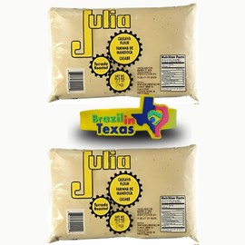 Farinha de Mandioca Brasileira Torrada Julia 1kg | Pack of 2x1Kg | Brazilian Toasted Cassava Flour + Silicone Bracelet Souvenir | Brazil in Texas | Bundle