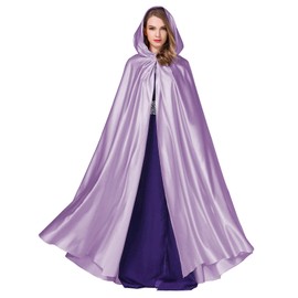 BEAUTELICATE Women's Wedding Hooded Cape Bridal Cloak Poncho Full Length Lilac