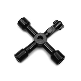 Llave de utilidad multifuncional de 4 vías, llave cruzada universal 4 en 1, llave cuadrada de acero inoxidable triángulo para válvula medidor de gas de agua, gabinete de ascensor (negro)