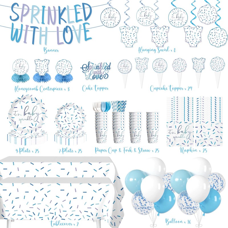Xynic Baby Sprinkle Decorations Tableware Set Serves 25 Guests