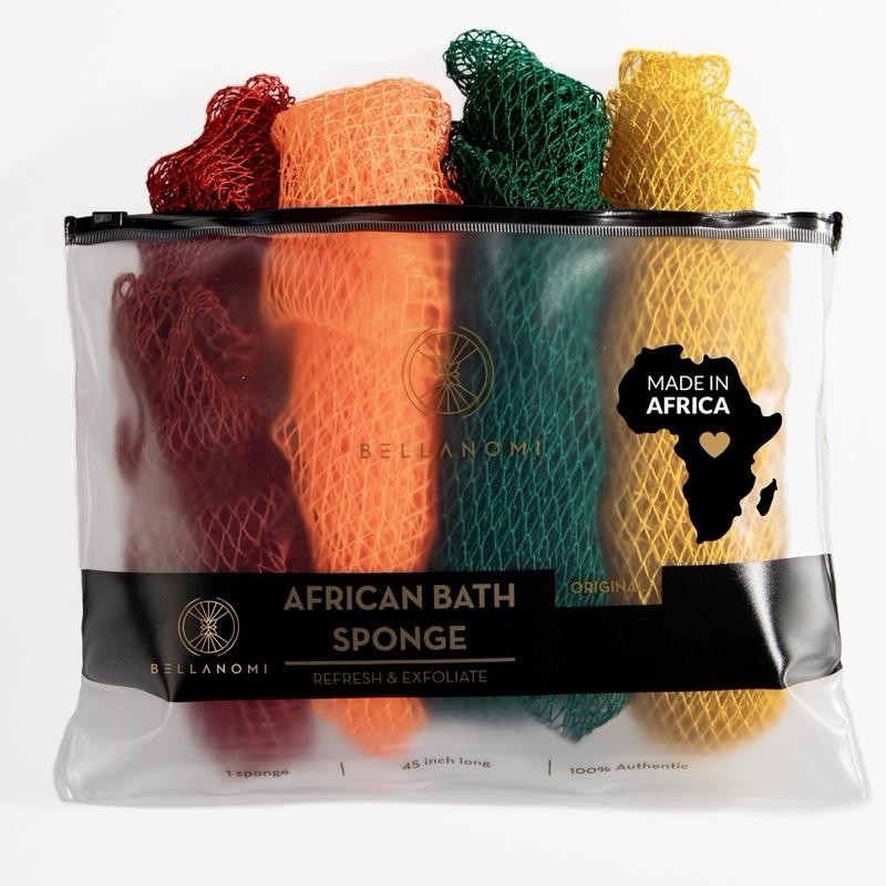 Bellanomi 4 Piece African Exfoliating Net Sponge Bundle, Ethically Sourced