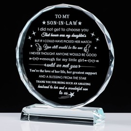 YWHL Son In law Gifts from Mother in Law Future Son In Law Wedding Day Gift Laser Engraved Crystal Keepsakes Fathers Day Christmas Birthday Gifts Ideas for Son-In-Law