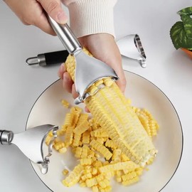 Stainless Steel Corn Cob Peeler, Corn Stripper Tool, Multifunctional Vegetable Slicer, 1 Piece with Black Handle