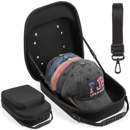 Funda de Viaje para Sombrero,Estuche para gorras de béisbol con asa de transporte, correas de hombro y equipaje,protege hasta 7 ó 8 sombreros para exhibición y organizador de gorras de béisbol