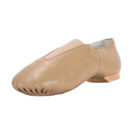 Linodes Leather Jazz Shoe Slip On (Toddler/Little Kid/Big Kid) with Elastic Top Piece Brown 2M Little Kid