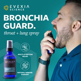 Evexia Science Bronchia Guard - Natural Throat & Respiratory Support Spray with Essential Oils, Fast-Acting Soothing Spray with Menthol, Peppermint & Eucalyptus, Sugar-Free, Alcohol-Free, 2 Fl Oz
