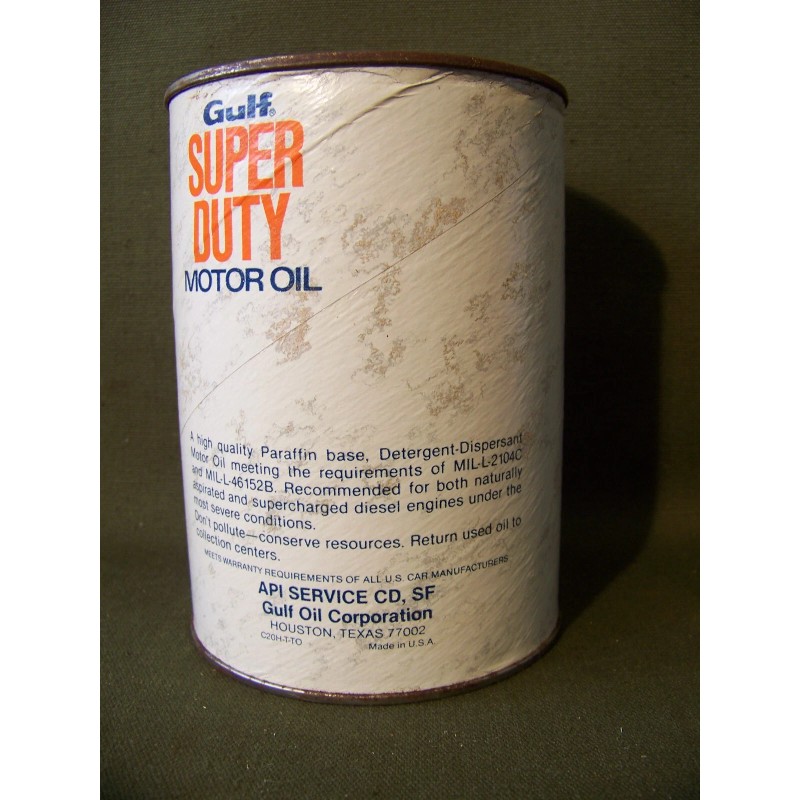 Gulf FULL, Good! 1960s-70s era GULF SUPER DUTY MOTOR OIL