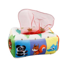 Tabanzhe Baby Sensory Tissue Box- Towel Box with Soft Stuffed High Contrast Crinkle Stuffers Children's Early Learning Sensory Tissue Box Gifts for Infant Toddlers Boys Girls