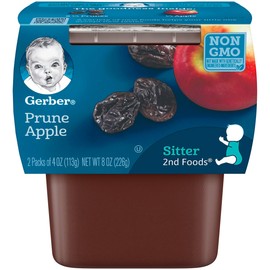 Gerber Baby Food 2nd Foods Blends, Prunes with Apple Puree, Natural & Non-GMO, 4 Ounce Tub, 2 Count (Pack of 8)