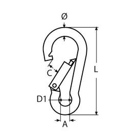Stainless Steel Carabiner Hook with Yellow PE Coating 8 x 80 mm