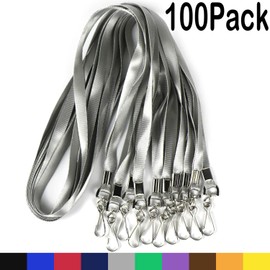 Bulk Lanyards Premium Cruise Lanyard Nylon Badge Lanyards Id Holder Perfect for Office, Kids, Teachers (Gray, 100Pack)