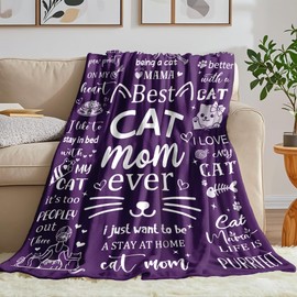 Manta de regalo de mamá para mujer, manta de franela suave de 50 x 40 pulgadas, regalos temáticos de gatos para amantes de los gatos