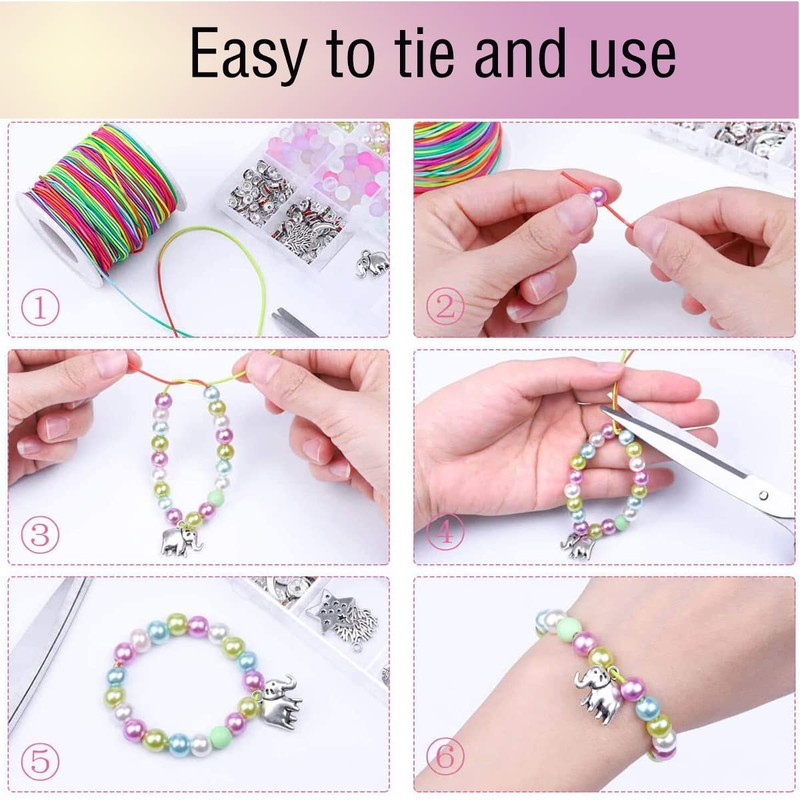 DRERIO 1 mm Elastic Colourful Threads, Elastic Polyester Threads, Jewellery
