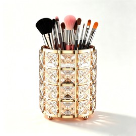Organizador de Brochas de Maquillaje con Cristales, Portacepillos de Maquillaje Portalápices para Almacenamiento Pinceles de Maquillaje Delineadores L