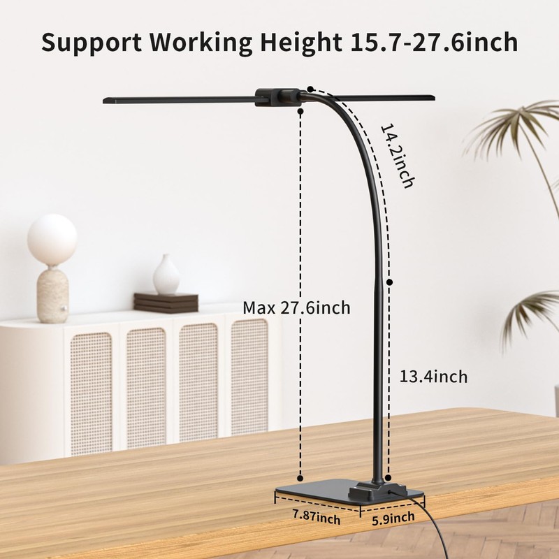 KableRika Desk Lamp Double Light: Bright Led Desk Lights for