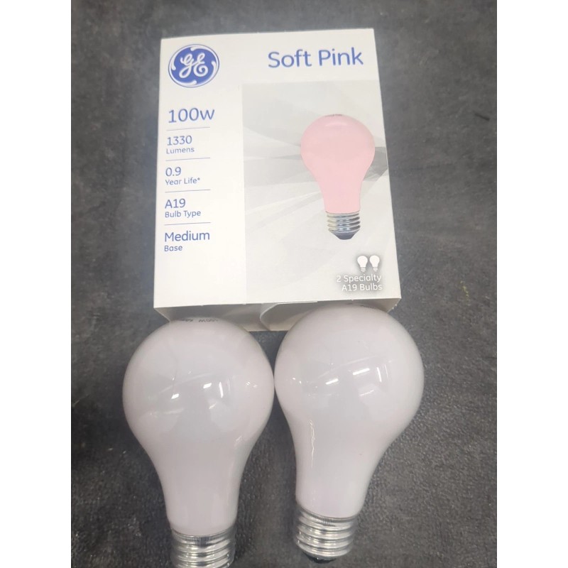 GE 100 watt SOFT PINK LIGHT BULB A19 100A/SPK 2