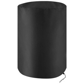 55 Gallon Drum Cover Water Storage Barrel Cover Waterproof Outdoor Rain Barrel Cover Plastic Steel Barrel Water Collector Container Cover All Weather Protection with Drawstring, Black