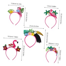 FOMIYES 5pcs Hawaiian Flamingo Luau Headbands with Tropical Palm Leaves and Comfortable Fit Party Hair Accessories for Beach Summer Luaus and Festive Dress Up
