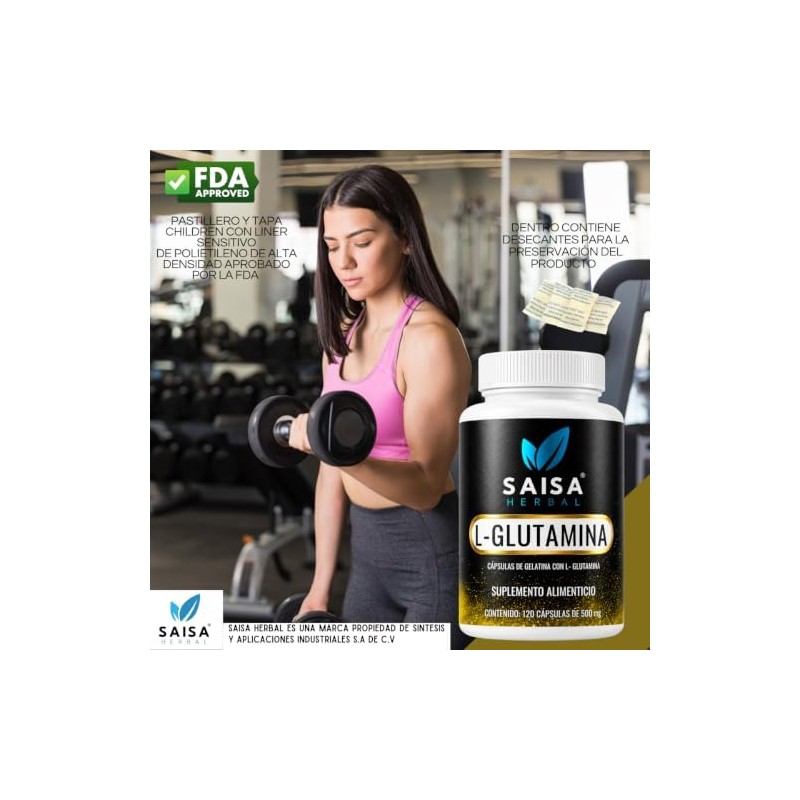 L-Glutamina 100 Puro 120 cápsulas con 500 mg cu. Calidad
