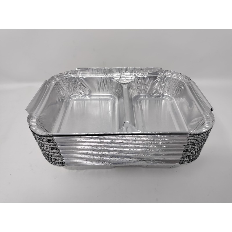 50 x 2 Compartment Aluminium Foil Rectangular Roasting Oven Baking