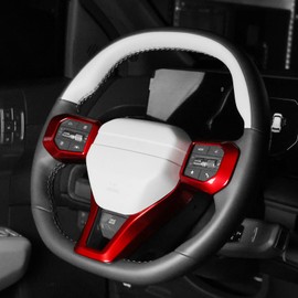 JUIVEEL ABS Car Steering Wheel Frame Cover Steering Wheel Button Panel Protection Frame Molding Trim Compatible with Kia K4 GT GT-Line 2025 Accessories (Glossy Red Style)