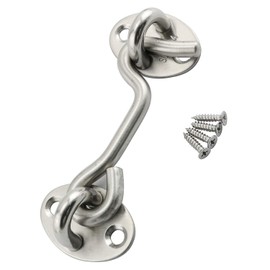 RLECS 2pcs Hook Eye Latch Lock 304 Stainless Steel Security Home Hardware Accessories Wind Brace Silent Holder Window Safety Stopper Cabin Hook Door Latch 3"