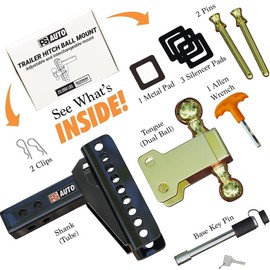 Adjustable Drawbar Trailer Hitch - 20,000 LBS, Fits 2 and 2-5/16 Inch Balls, US Gov Tested & Certified, for RV Towing, Motorcycles & Powersports